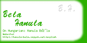 bela hanula business card